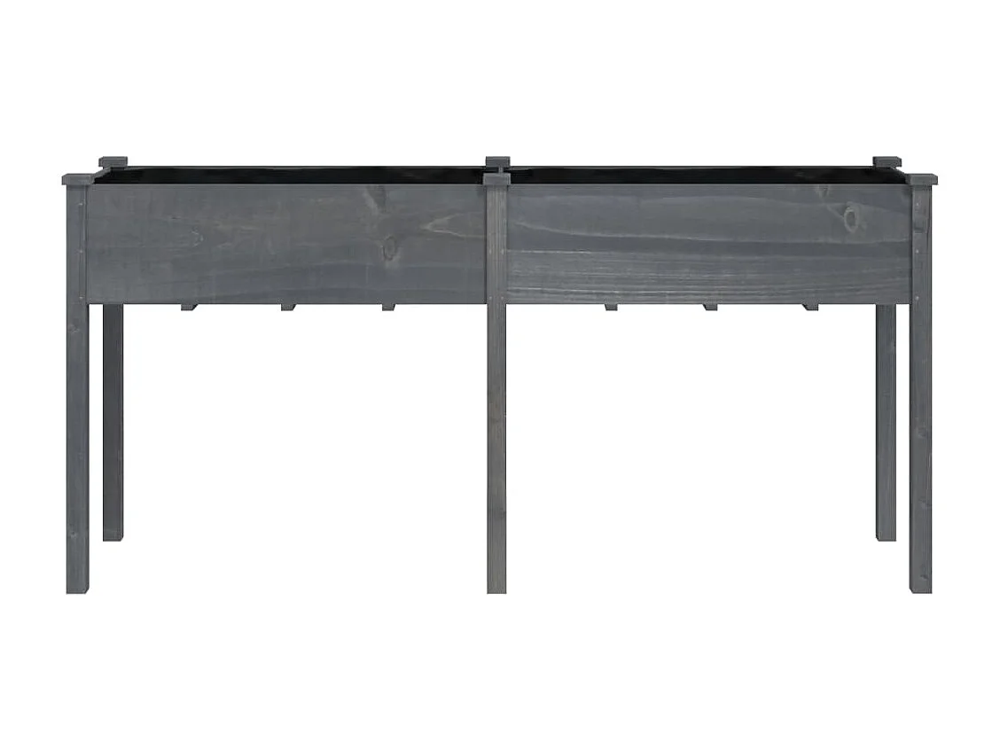 Jardinière avec doublure gris 161x45x76 cm bois massif de sapin