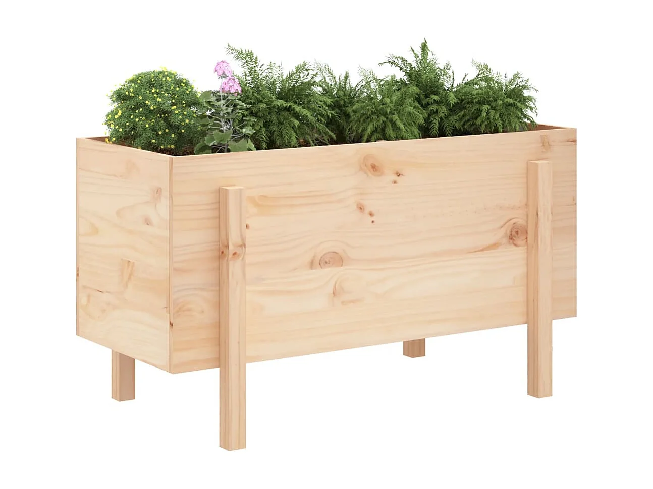 Arriate elevado de jardín madera maciza de pino 101x50x57 cm