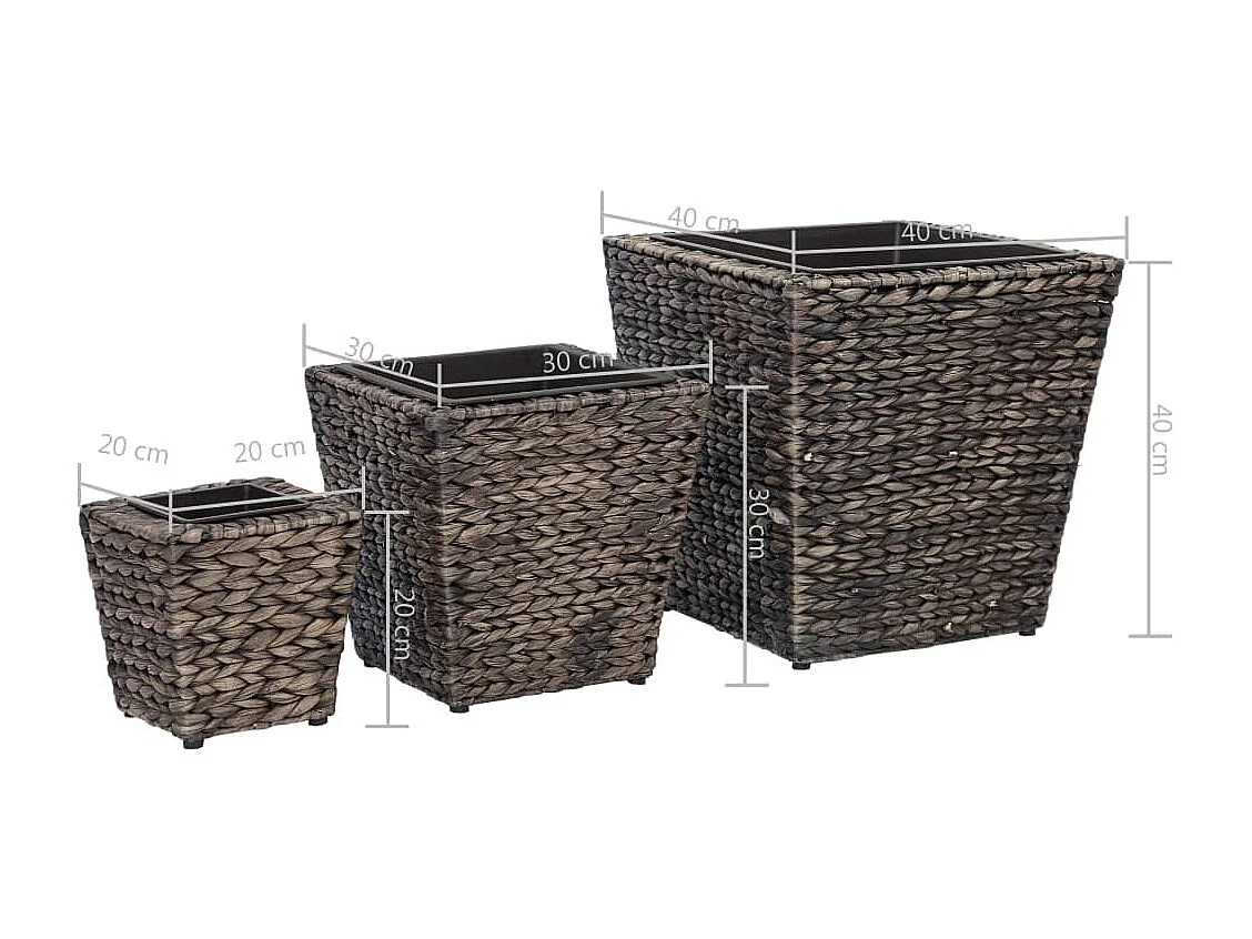 Conjunto de arriates 3 piezas jacinto de agua marrón