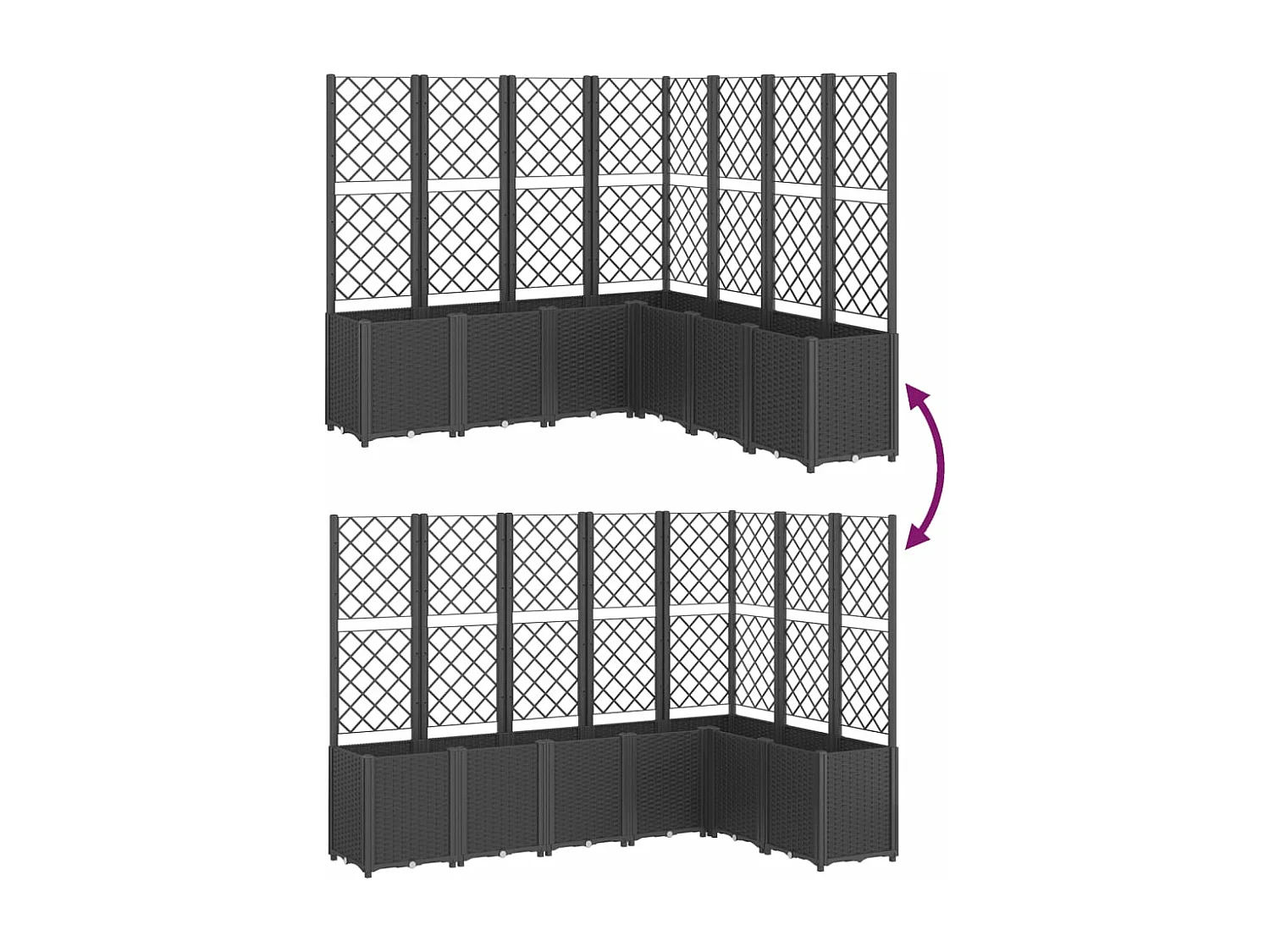 Jardinera con enrejado PP negro 160x160x140 cm