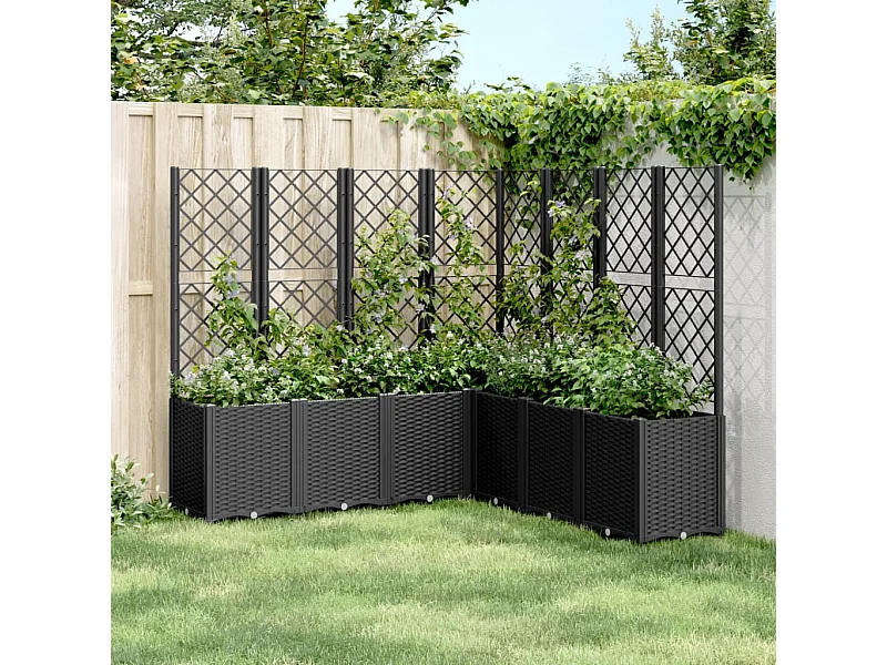 Jardinière avec treillis noir 160x160x140 cm PP