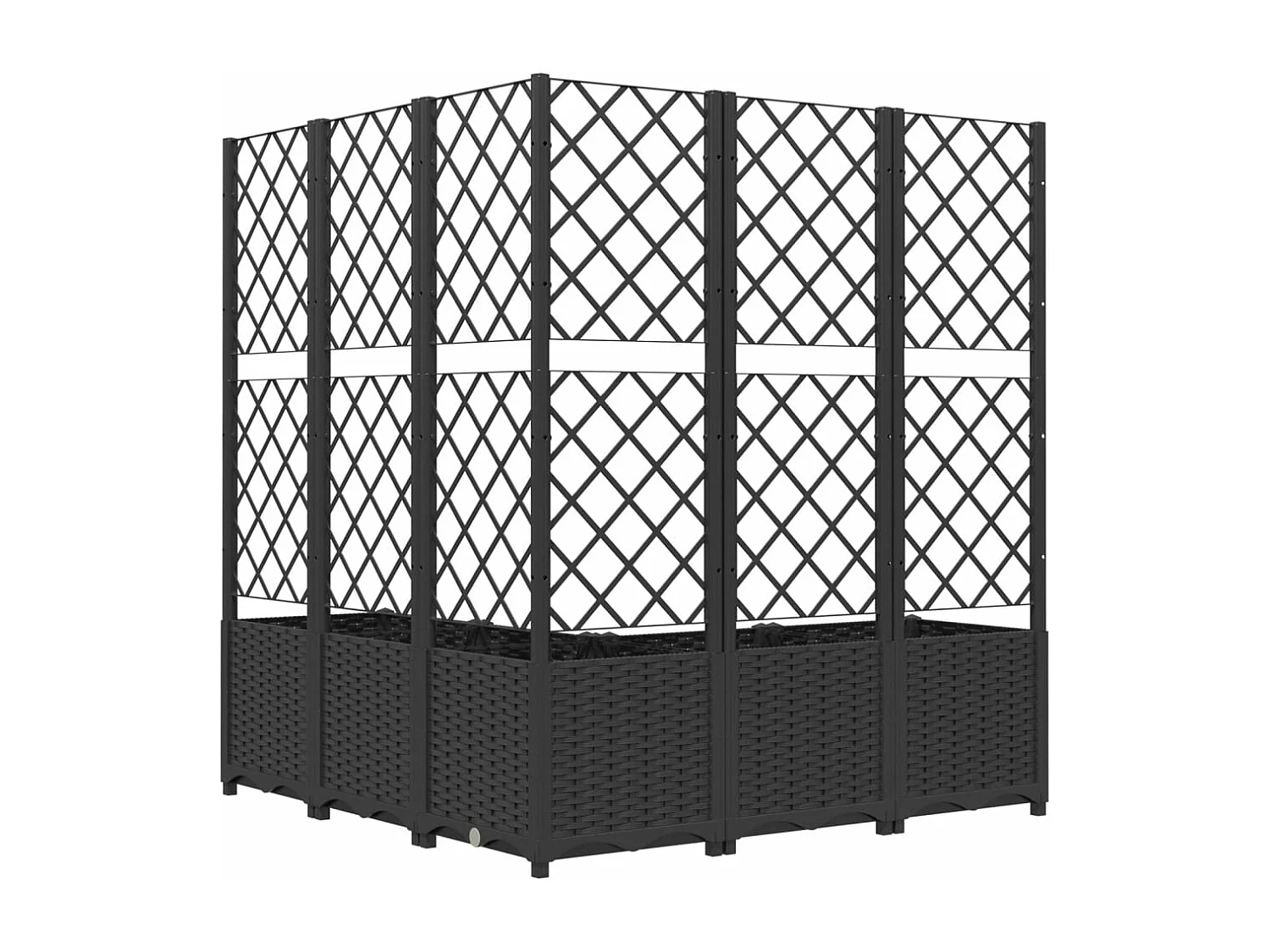 Jardinera con enrejado PP negro 120x120x136 cm
