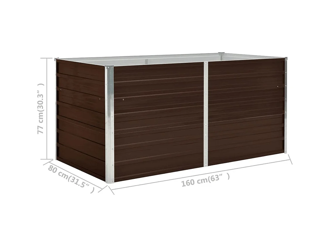 Jardinière surélevée Marron 160x80x77 cm Acier galvanisé