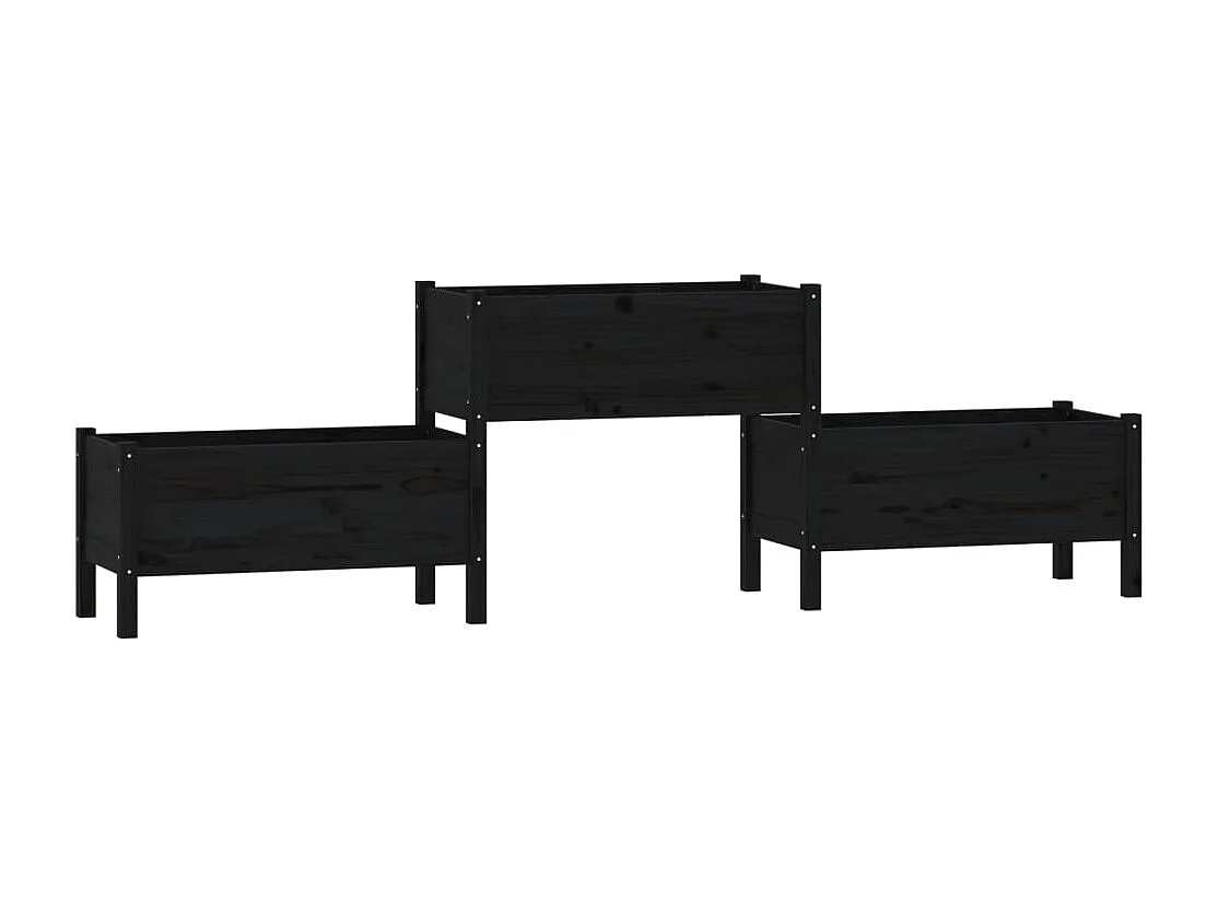 Vaso/floreira 245,5x44x75 cm pinho maciço preto