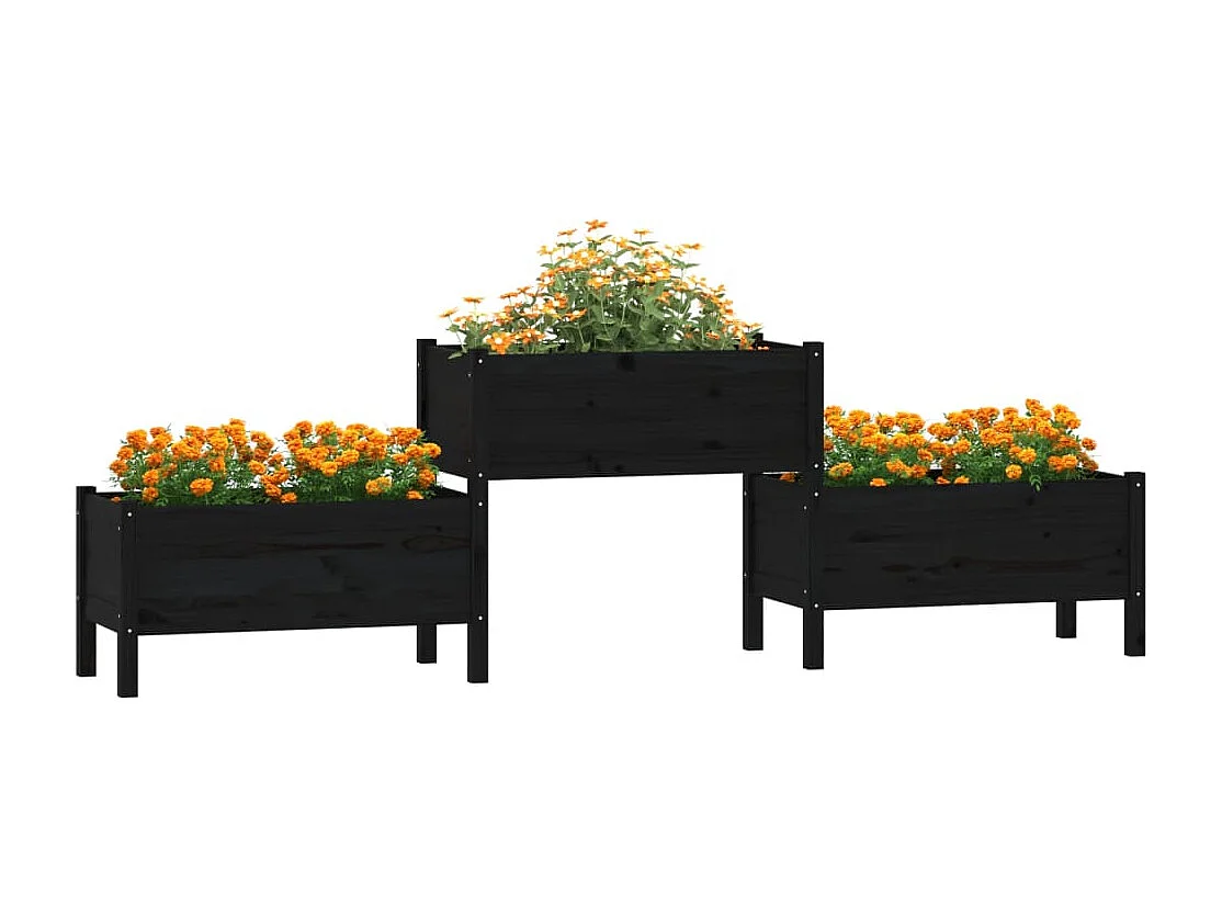 Vaso/floreira 245,5x44x75 cm pinho maciço preto