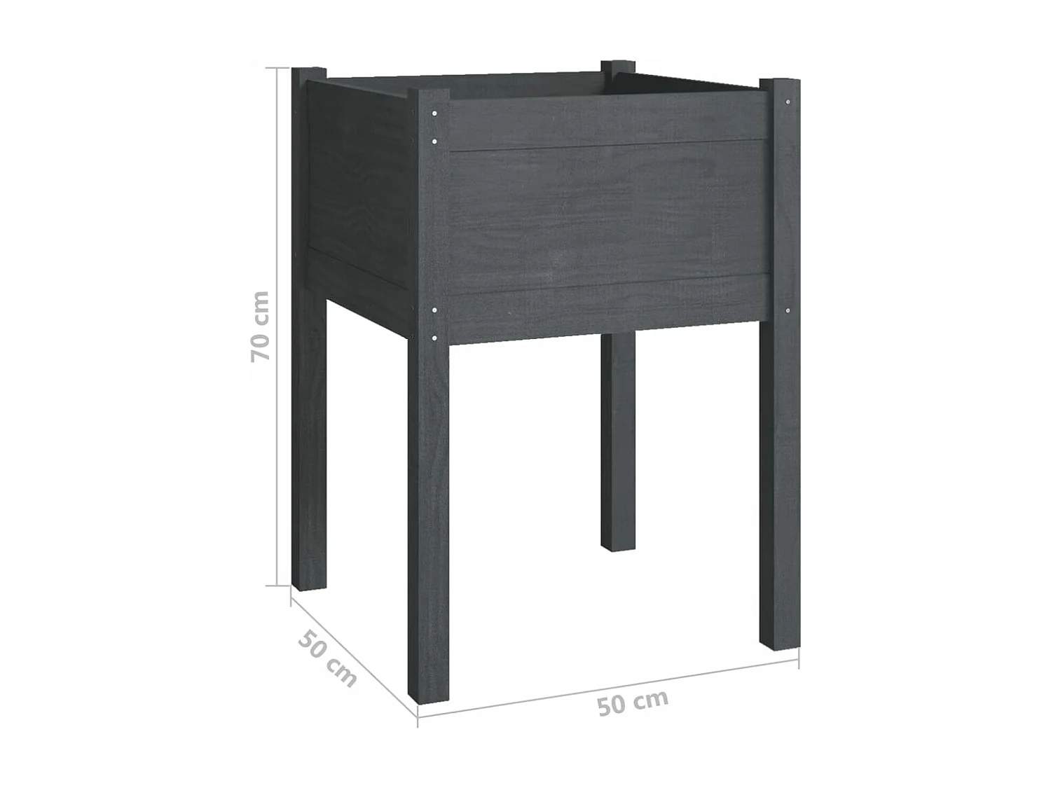 Vaso/floreira de jardim 2 peças 50x50x70 cm pinho maciço cinzento