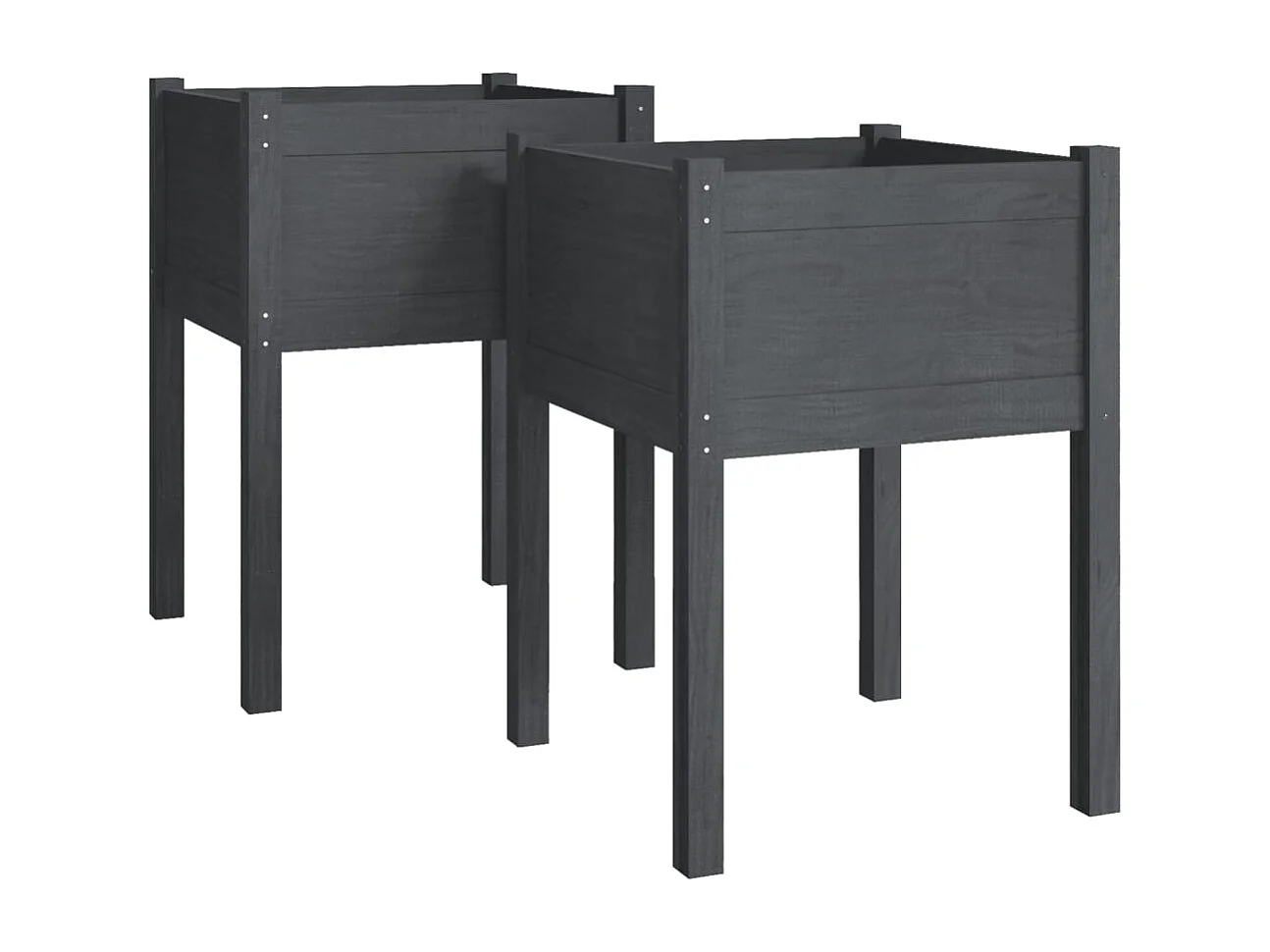 Jardinières 2 pièces Gris 50x50x70 cm Bois de pin massif