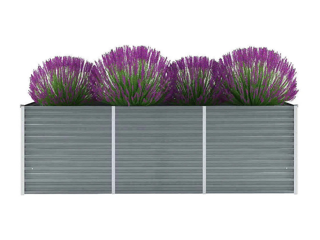 Lit surélevé de jardin Acier galvanisé 240x80x77 cm Gris