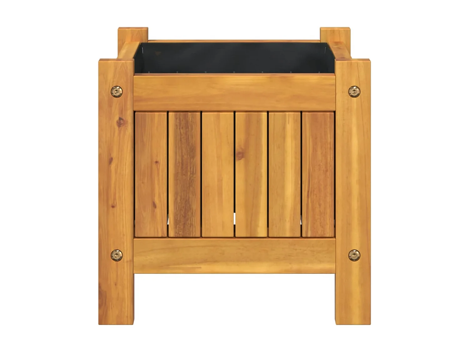 Jardinera con forro madera maciza de acacia 31x31x30 cm