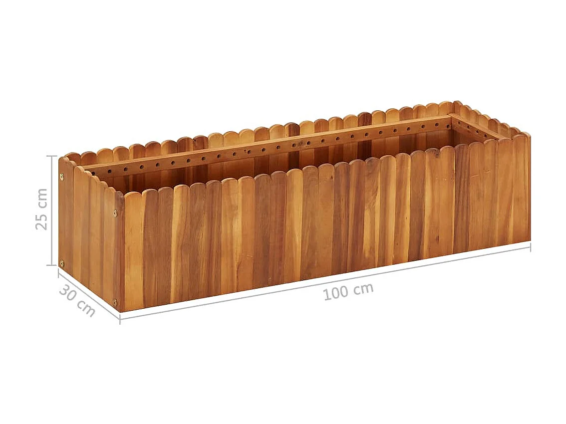 Arriate de madera maciza de acacia 100x30x25 cm