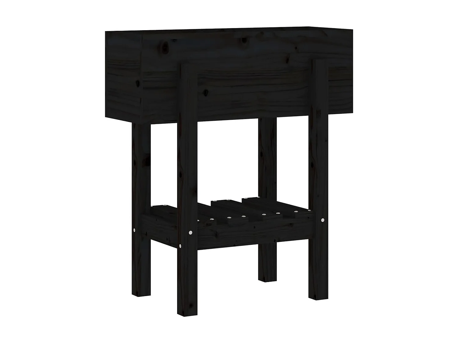 Jardinière noir 62x30x69 cm bois massif de pin