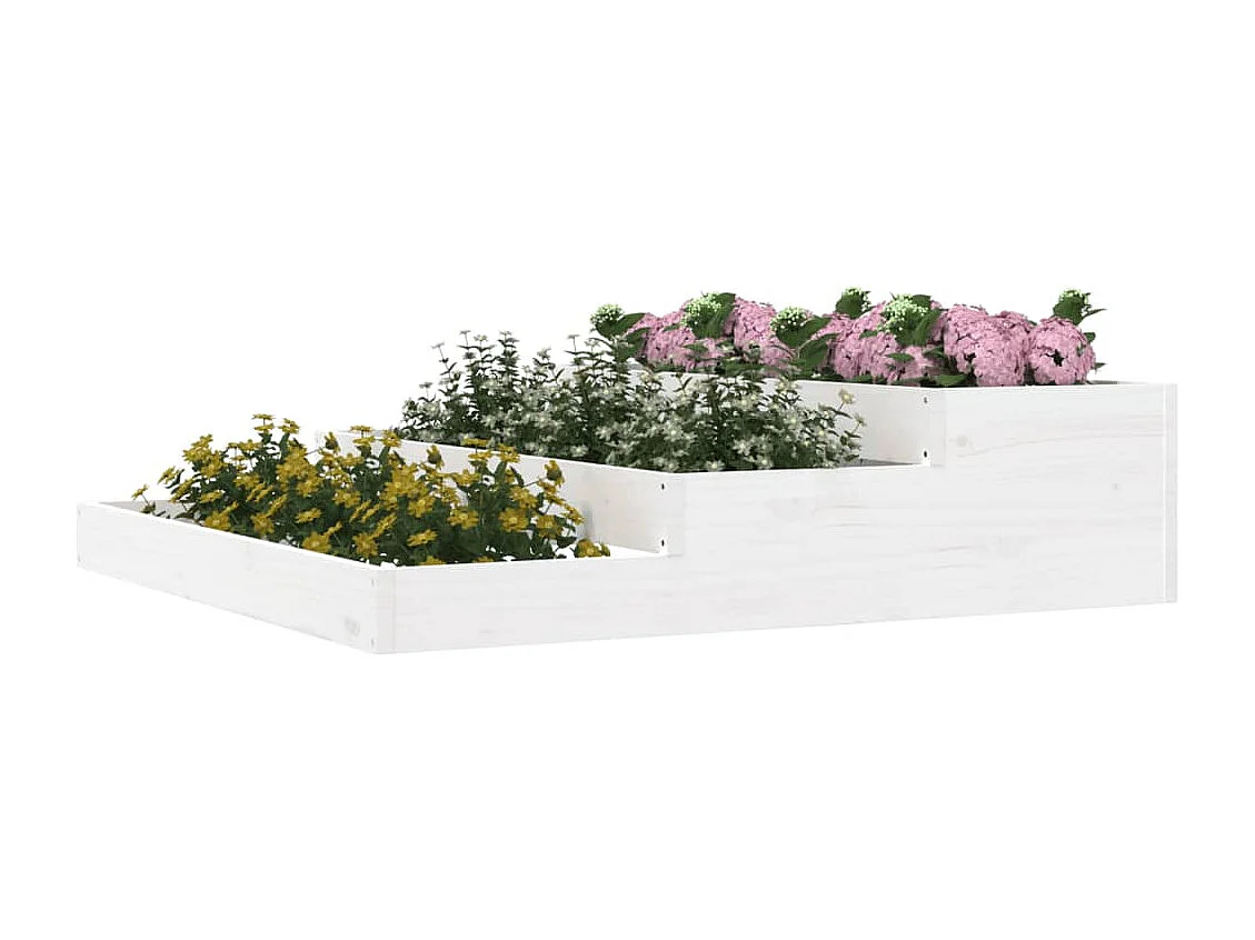 Jardinière Blanc 107x107x27 cm Bois massif de pin