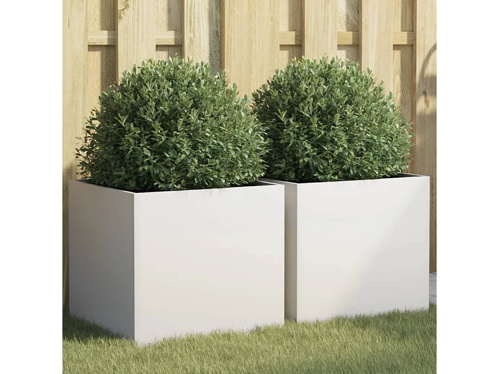 Jardineras 2 unidades acero laminado en frío blanco 42x40x39 cm