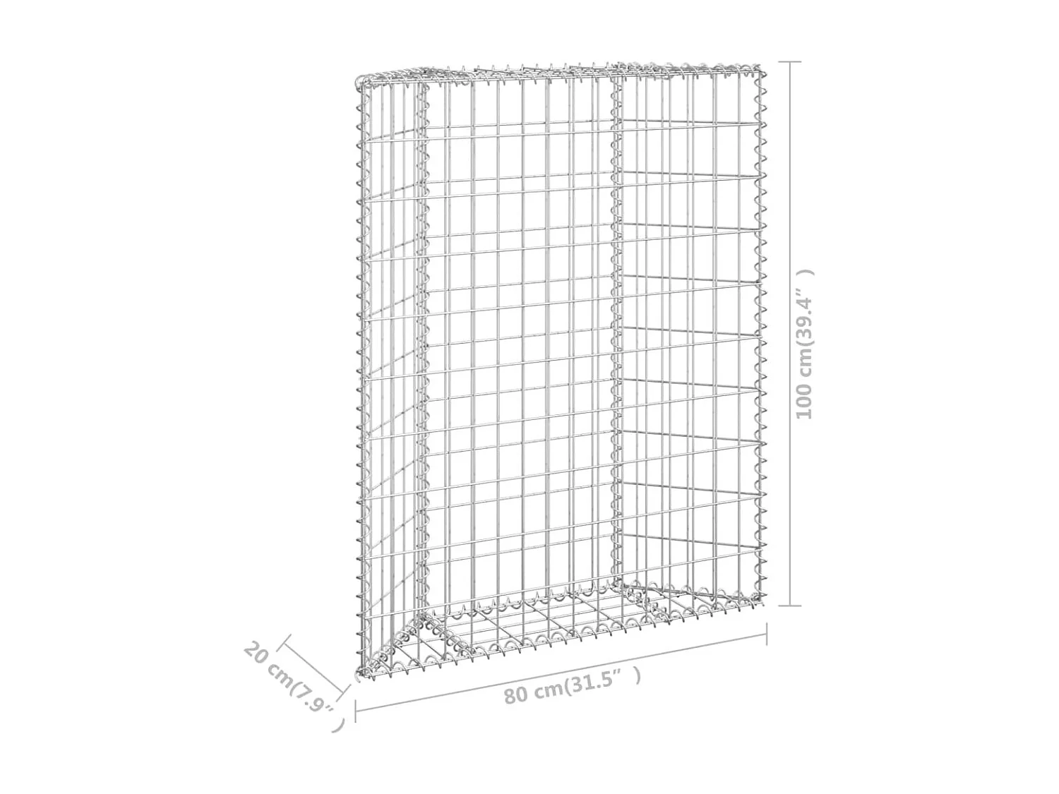 Lit surélevé à gabion en trapèze Acier galvanisé 80x20x100 cm