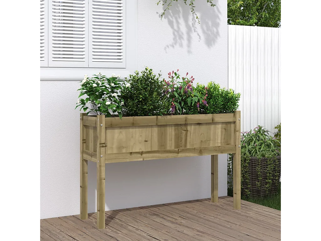 Vaso/floreira de jardim c/ pernas 110x31x70 cm pinho impregnado