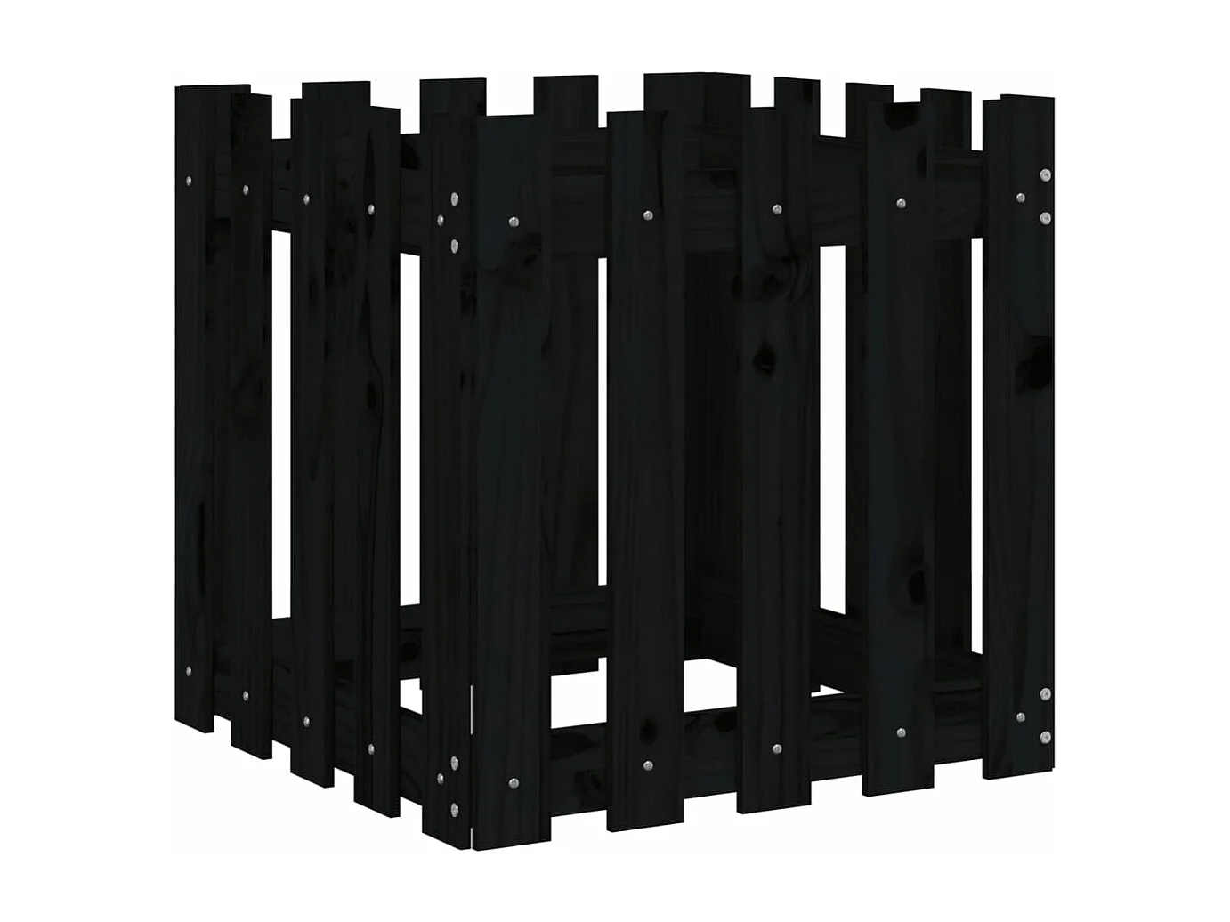 Jardinera diseño de valla madera maciza pino negra 50x50x50 cm