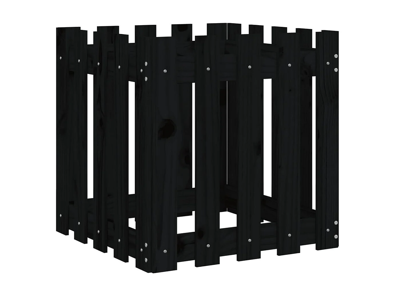 Jardinera diseño de valla madera maciza pino negra 50x50x50 cm