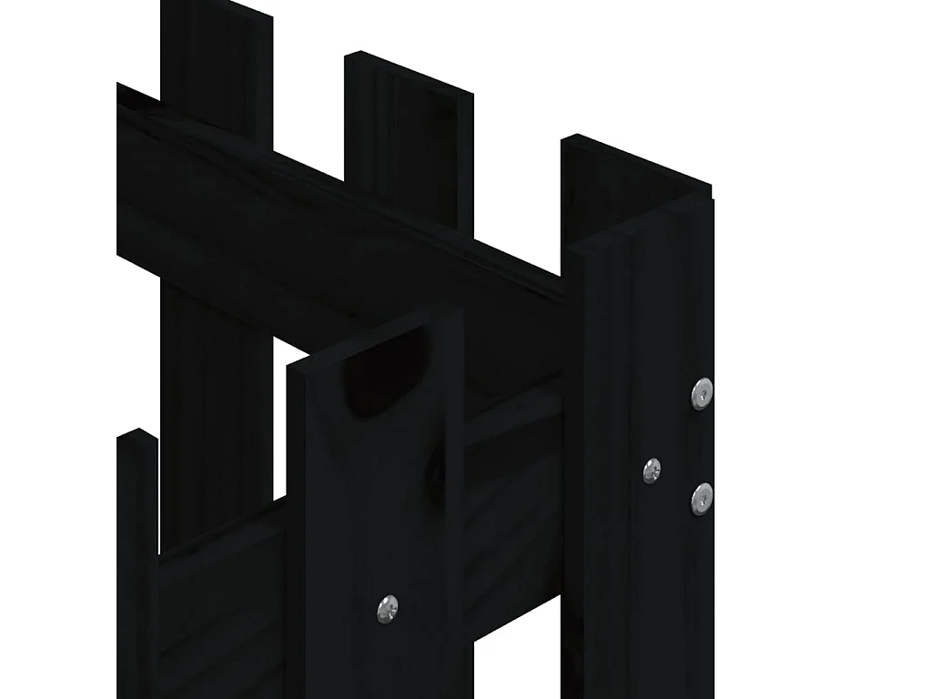 Jardinera diseño de valla madera maciza pino negra 50x50x50 cm