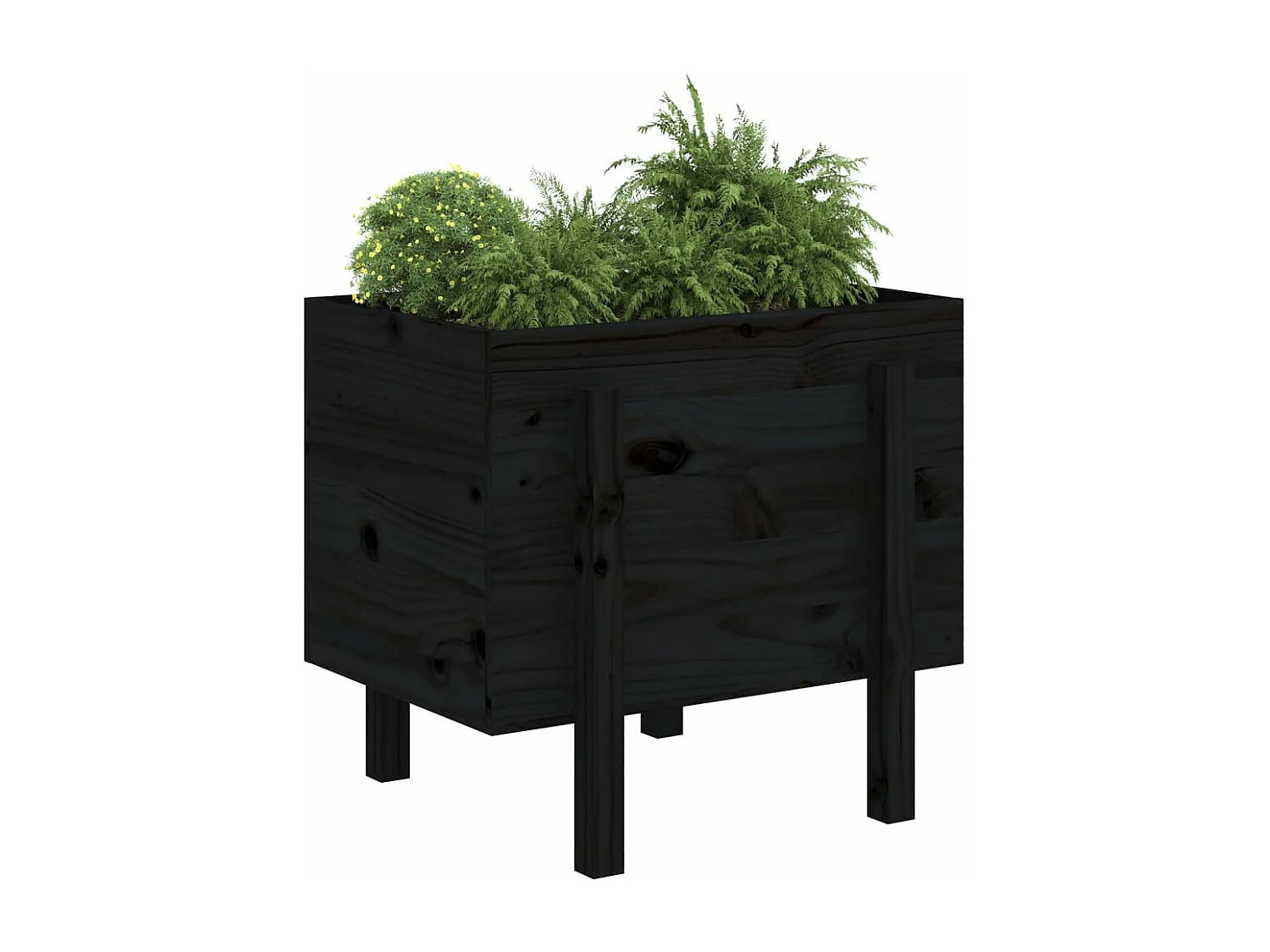 Jardinière noir 62x50x57 cm bois massif de pin