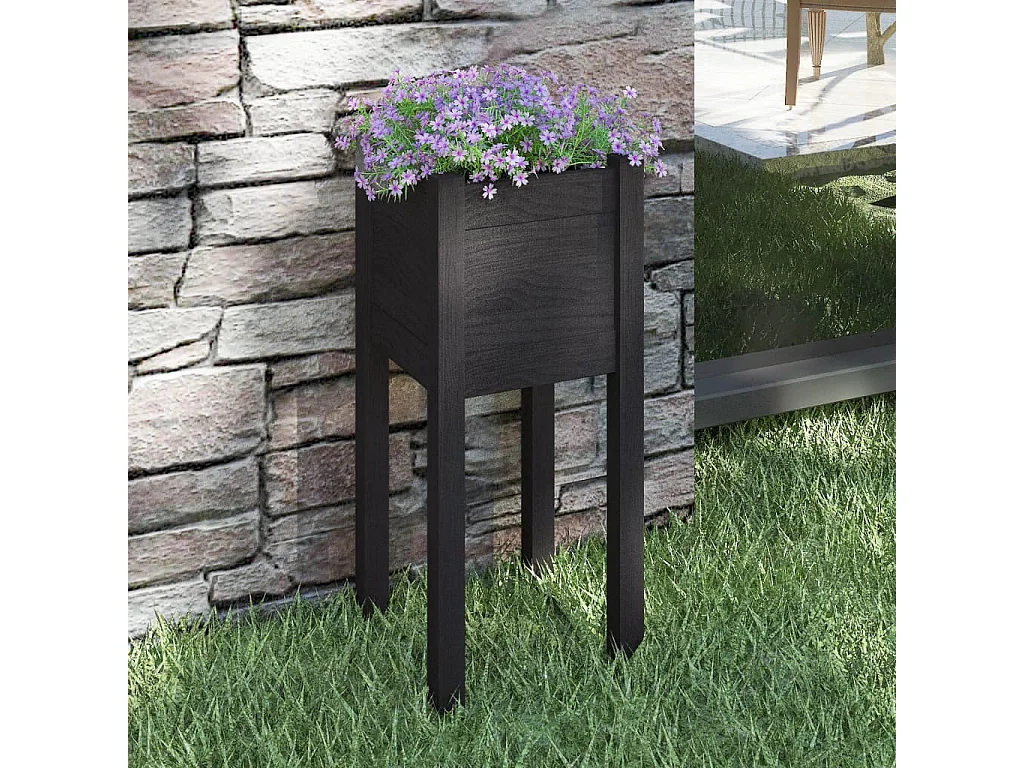 Jardinière d'extérieur Noir 31x31x70 cm Bois de pin massif