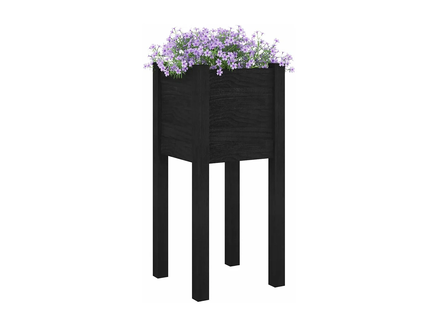 Jardinière d'extérieur Noir 31x31x70 cm Bois de pin massif