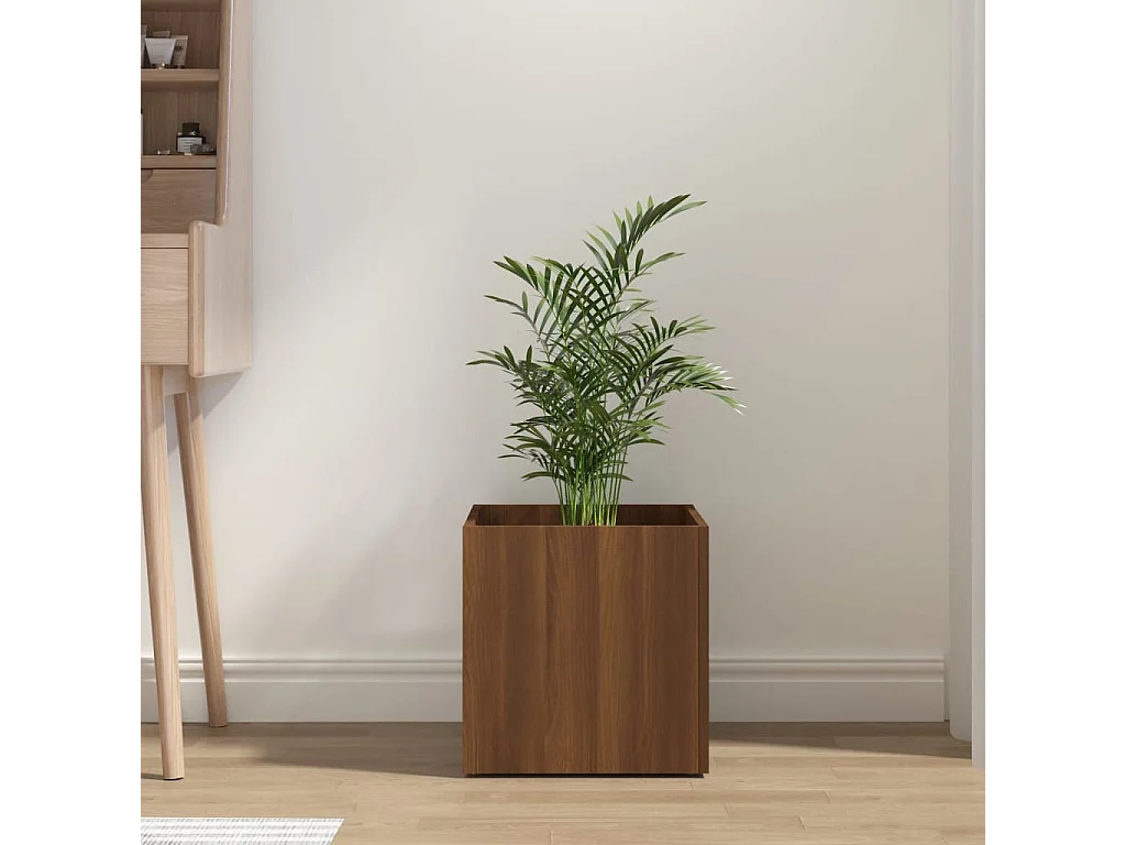 Jardinera de madera contrachapada marrón roble 40x40x40 cm