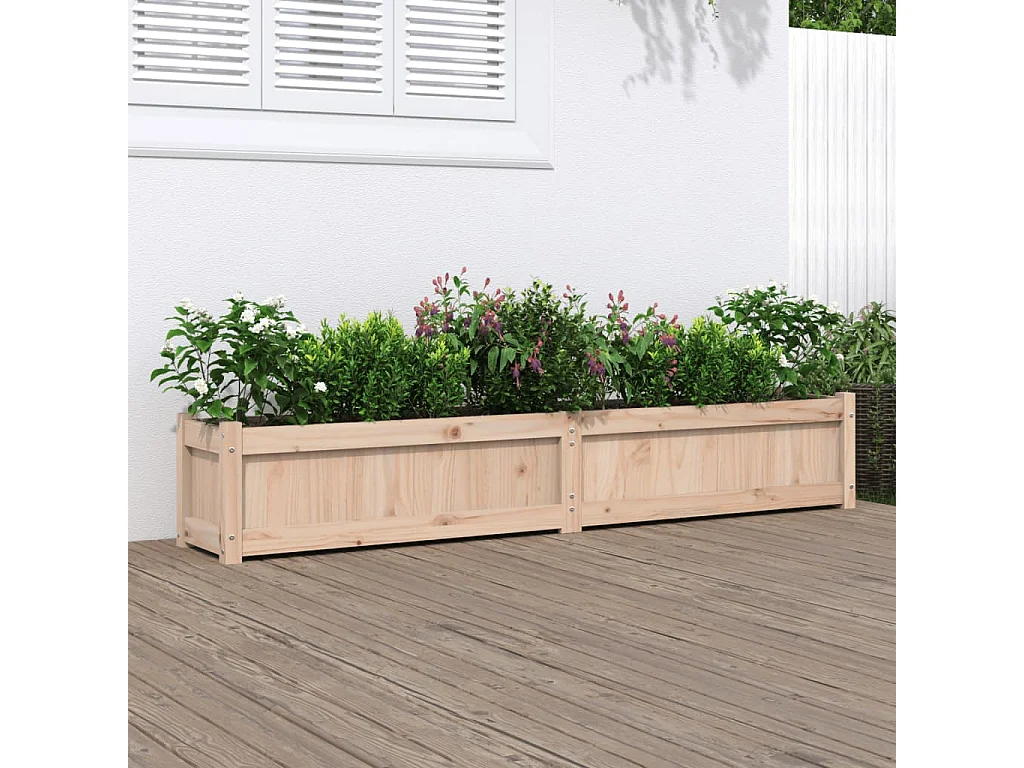 Jardinera de madera maciza de pino 180x31x31 cm