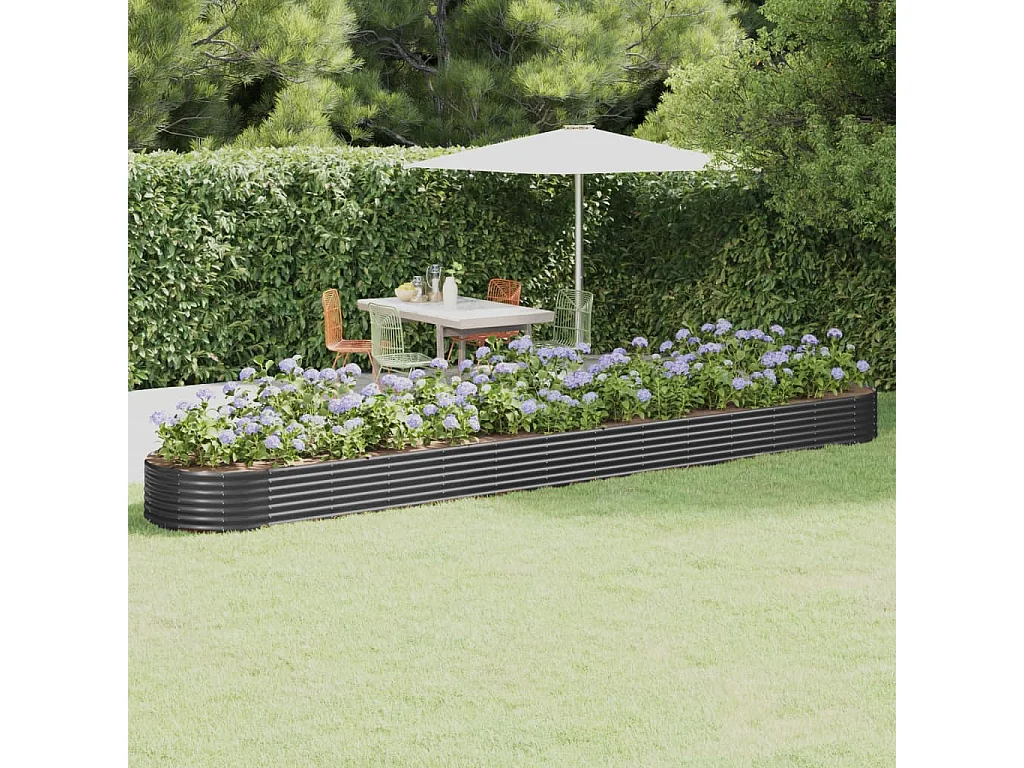 Jardinera arriate acero recubierto polvo antracita 544x100x36cm