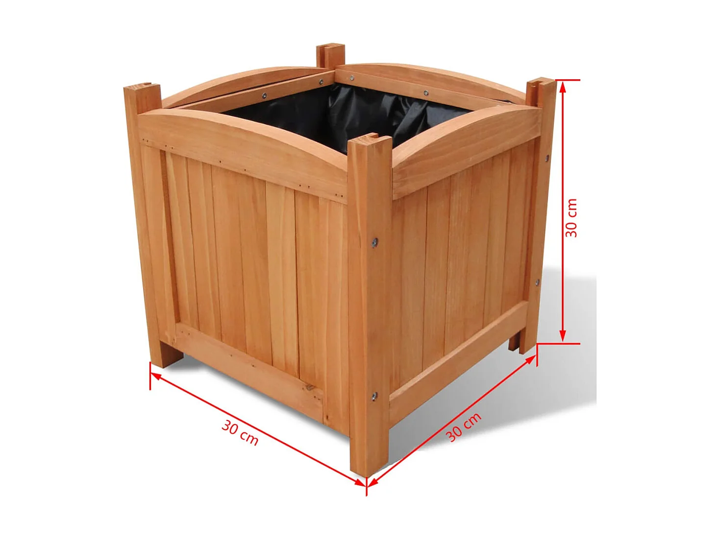 Juego de  arriates de madera 2 unidades 30x30x30 cm