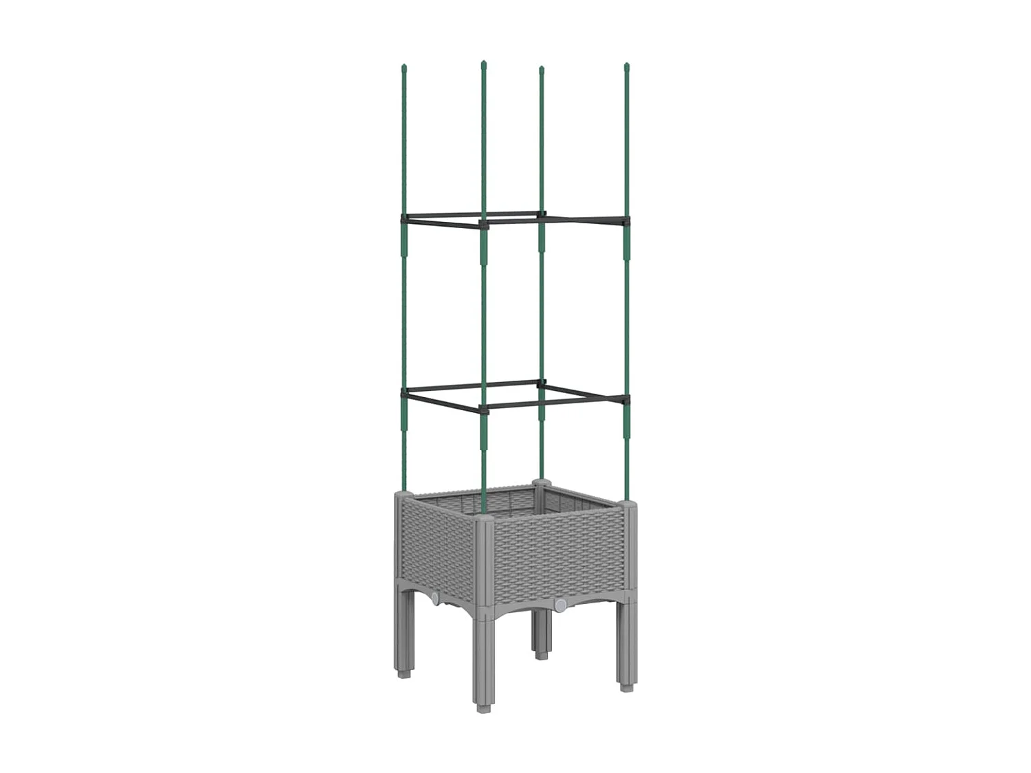 Vaso/floreira jardim c/ treliça 40x40x142,5cm PP cinzento-claro