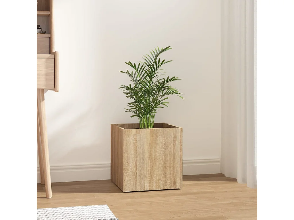 Jardinera madera contrachapada color roble Sonoma 40x40x40 cm