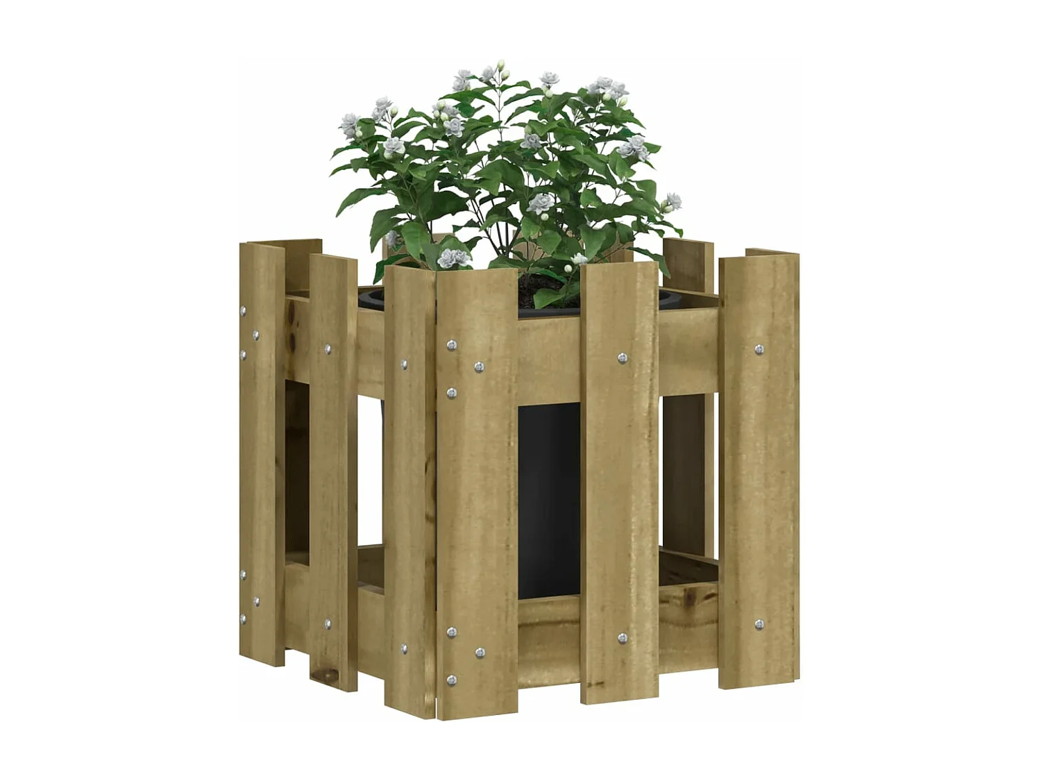 Vaso de jardim c/ design de cerca 30x30x30 cm pinho impregnado