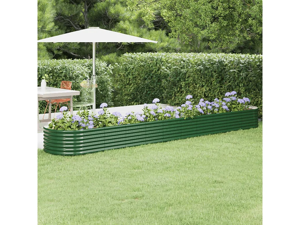 Lit surélevé de jardin Acier enduit de poudre 440x80x36 cm Vert