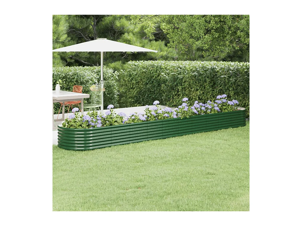 Lit surélevé de jardin Acier enduit de poudre 440x80x36 cm Vert