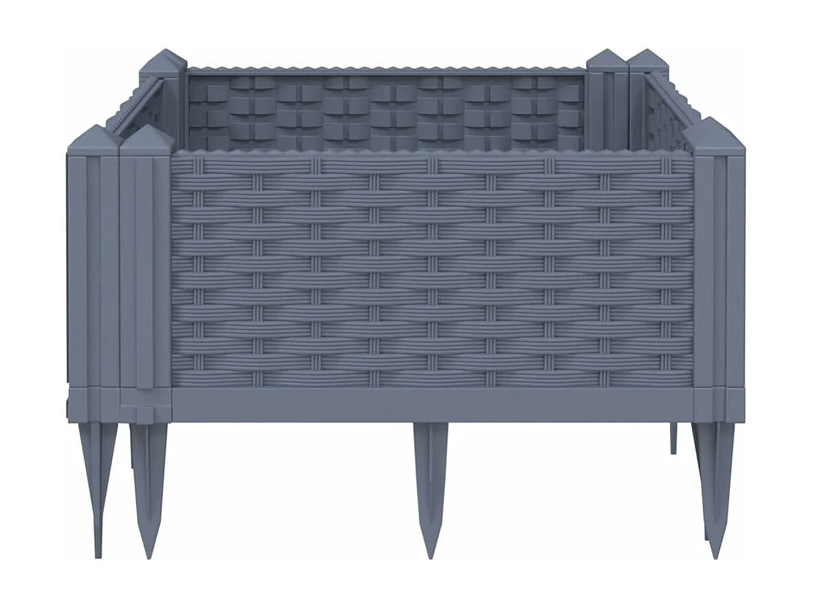Jardinière avec piquets gris 42,5x42,5x28,5 cm PP