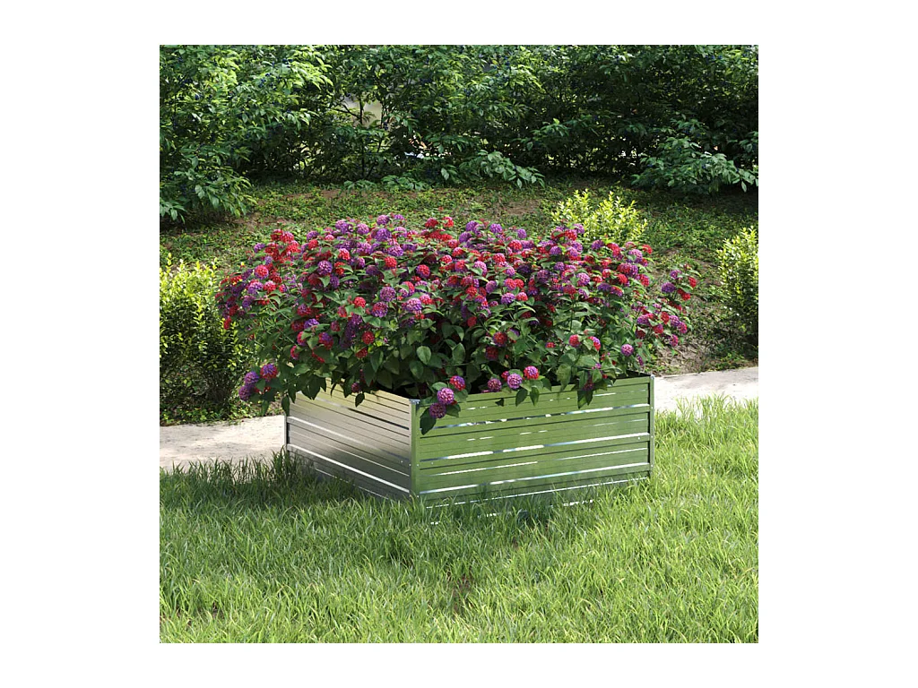 Lit surélevé de jardin 100x100x45 cm Acier galvanisé Argenté
