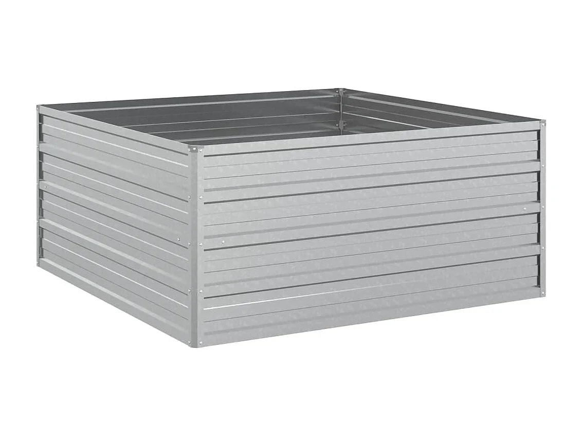 Canteiro elevado jardim 100x100x45 cm aço galvanizado prateado