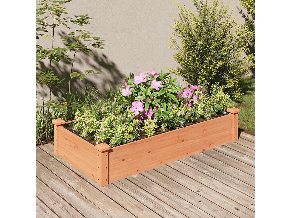 Lit surélevé de jardin doublure 120x60x25 cm bois massif sapin