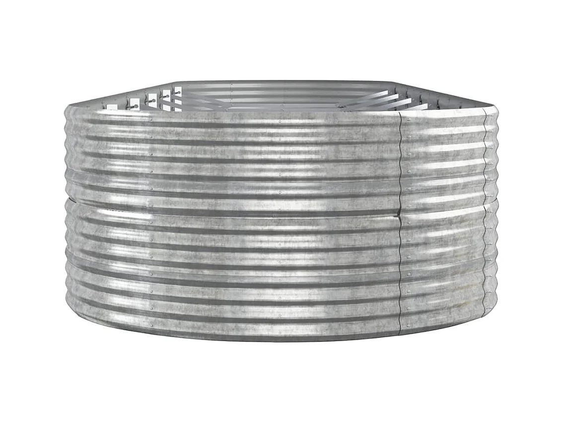 Canteiro elevado jardim 510x140x68 aço revestido a pó prateado