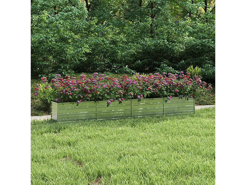 Canteiro elevado de jardim 320x40x45cm aço galvanizado prateado
