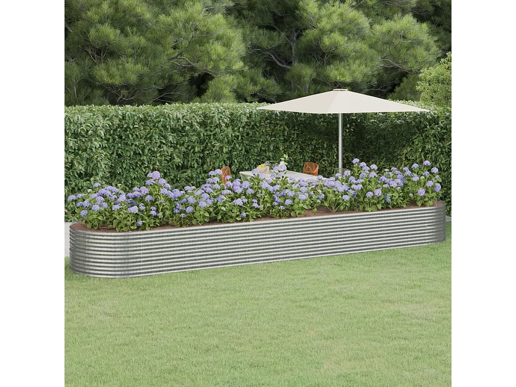 Lit surélevé de jardin Acier enduit de poudre Argenté