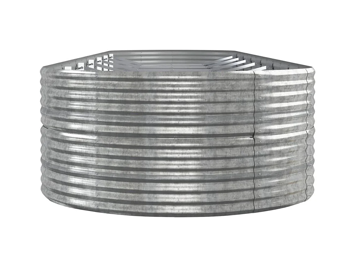 Canteiro elevado jardim 584x140x68 aço revestido a pó prateado