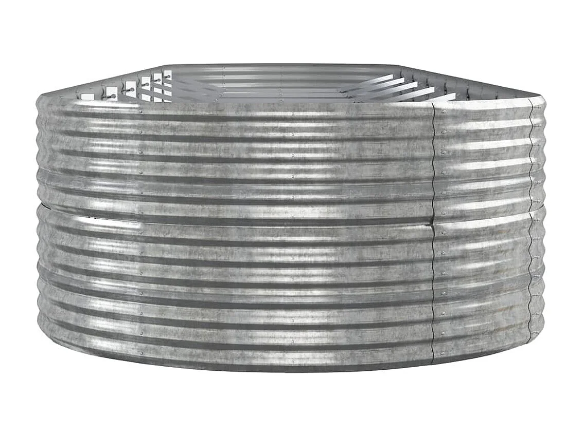 Canteiro elevado jardim 584x140x68 aço revestido a pó prateado