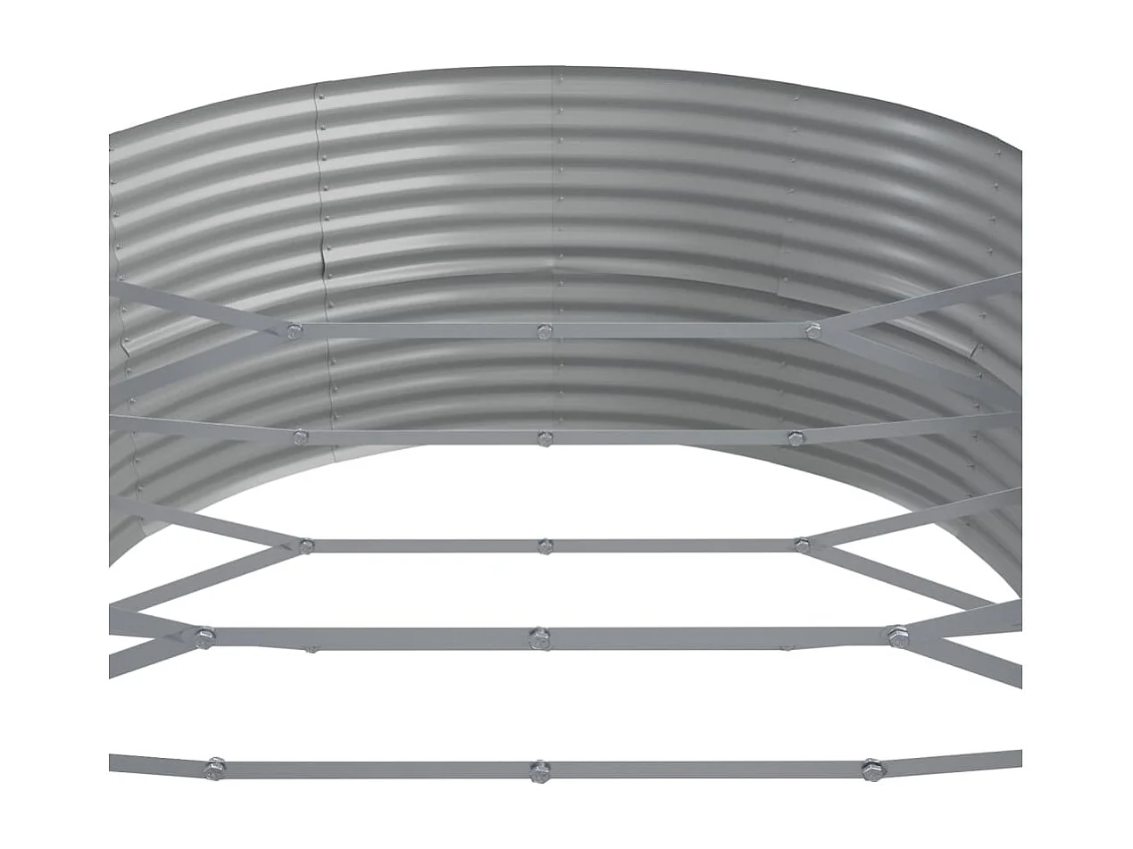 Canteiro elevado jardim 584x140x68 aço revestido a pó prateado