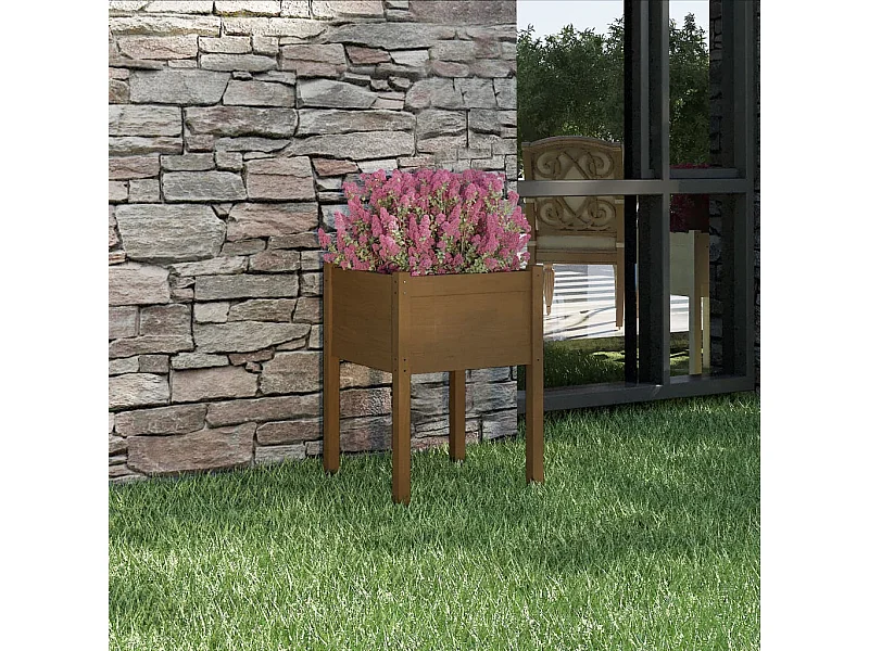 Vaso/floreira de jardim 50x50x70 cm pinho maciço castanho-mel