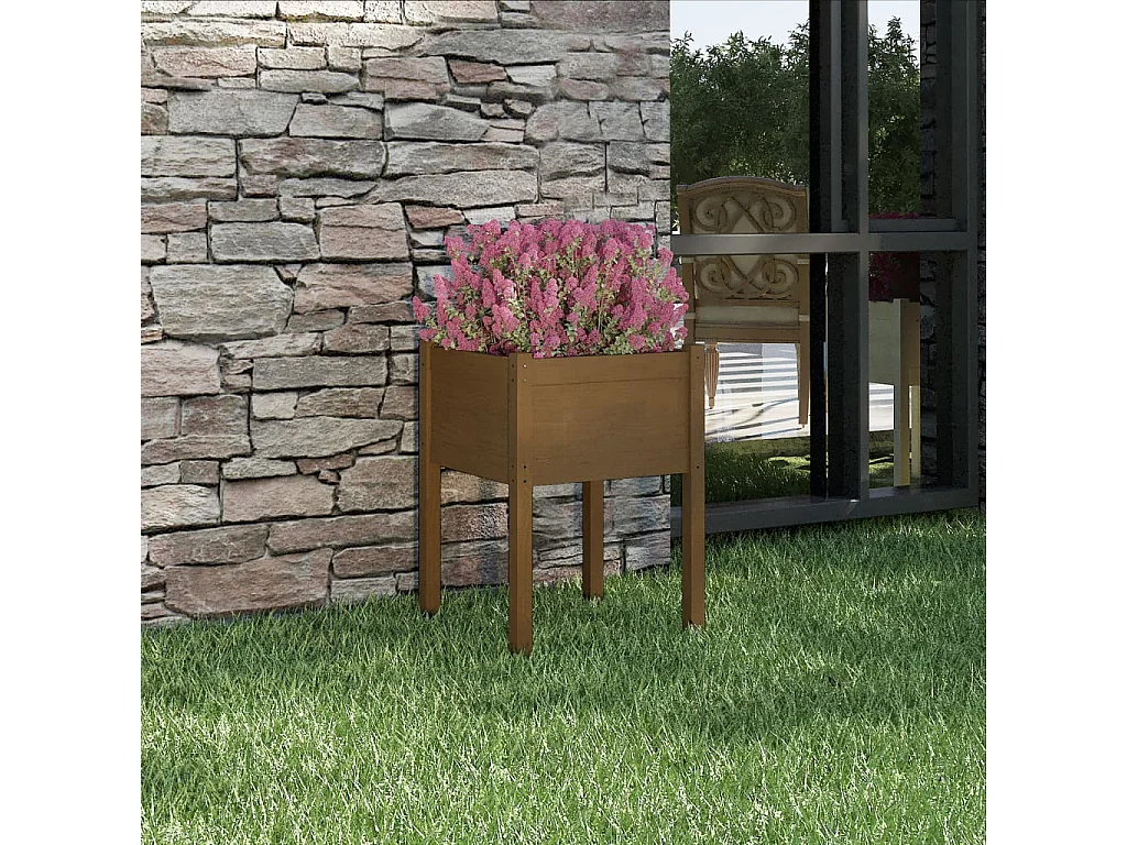 Jardinière d'extérieur Marron miel 50x50x70 cm Pin massif