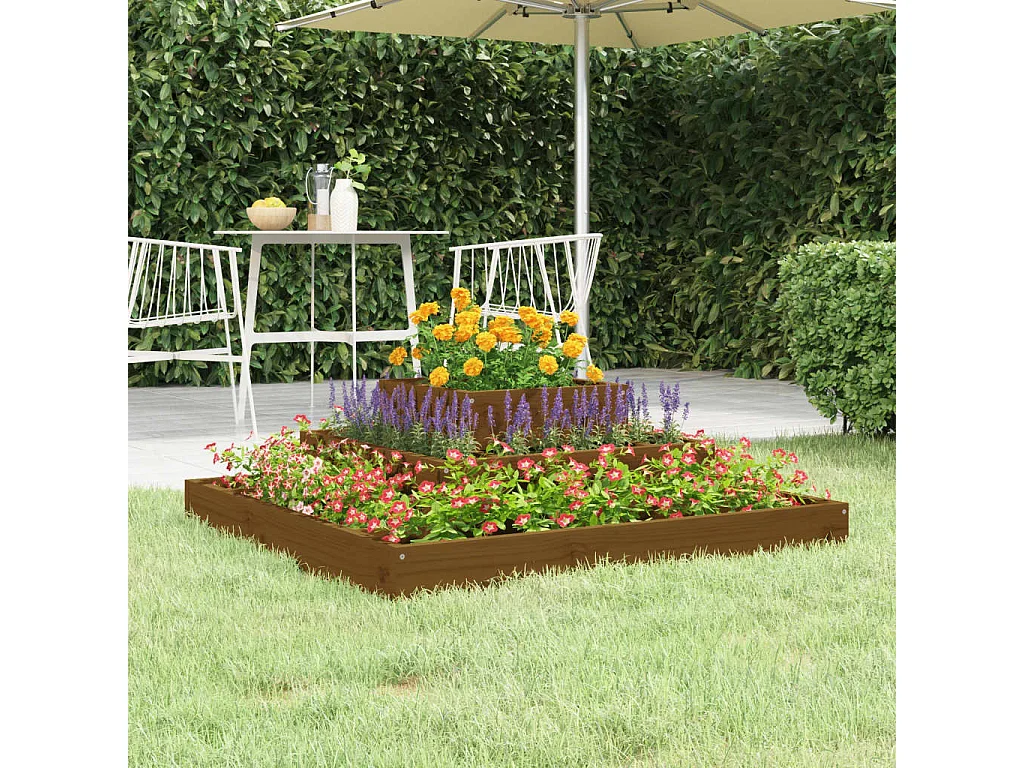 Vaso/floreira 80x80x27 cm pinho maciço castanho-mel