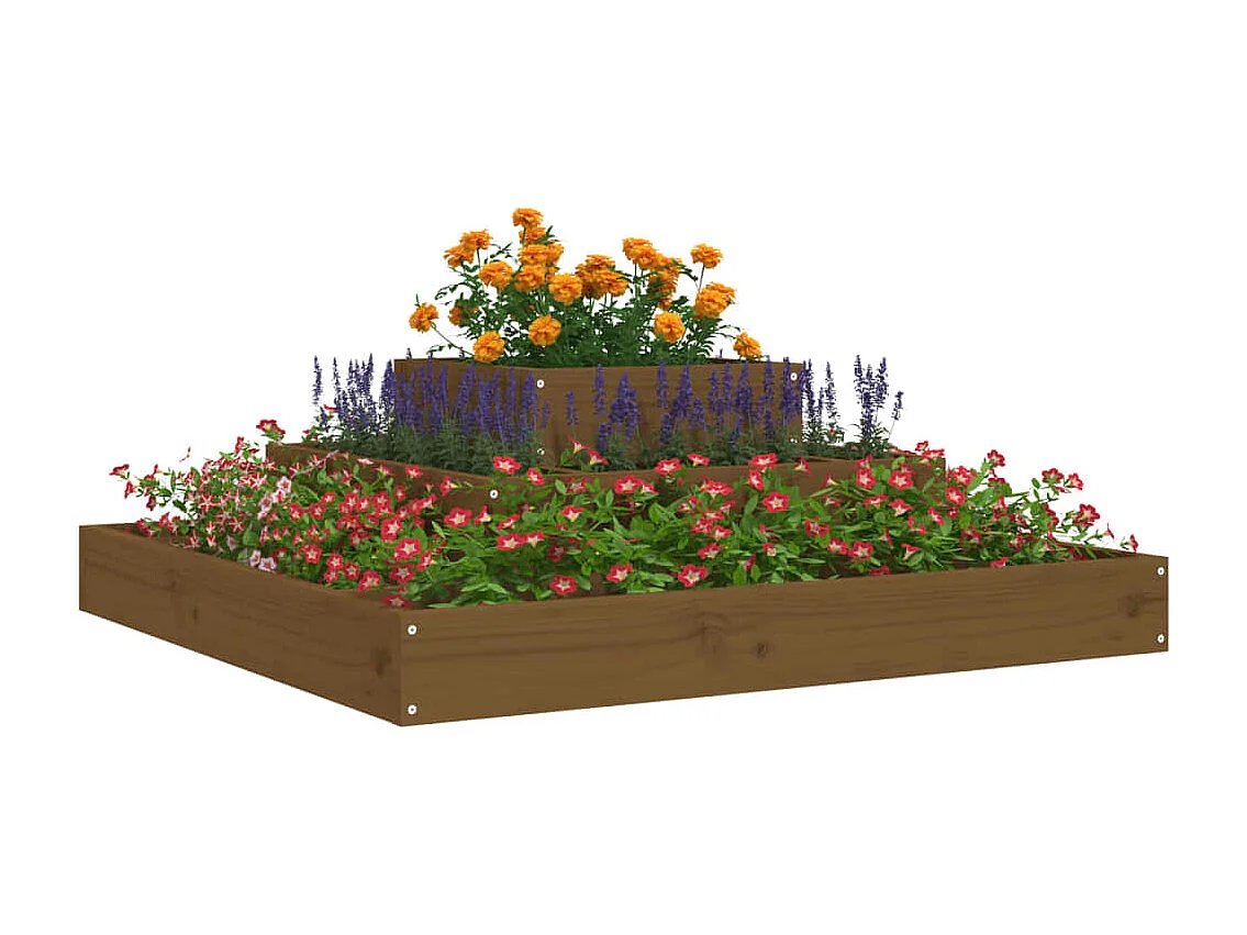 Vaso/floreira 80x80x27 cm pinho maciço castanho-mel