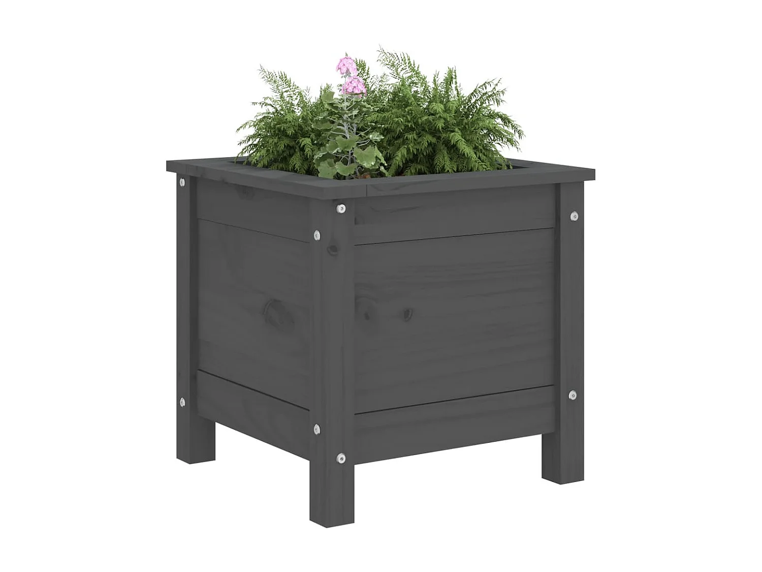 Jardinière gris 40x40x39 cm bois massif de pin