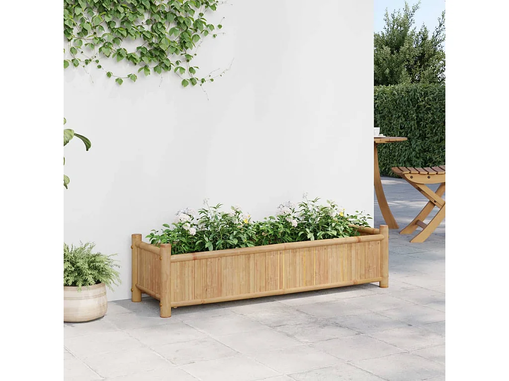 Jardinera de bambú 100x30x25 cm